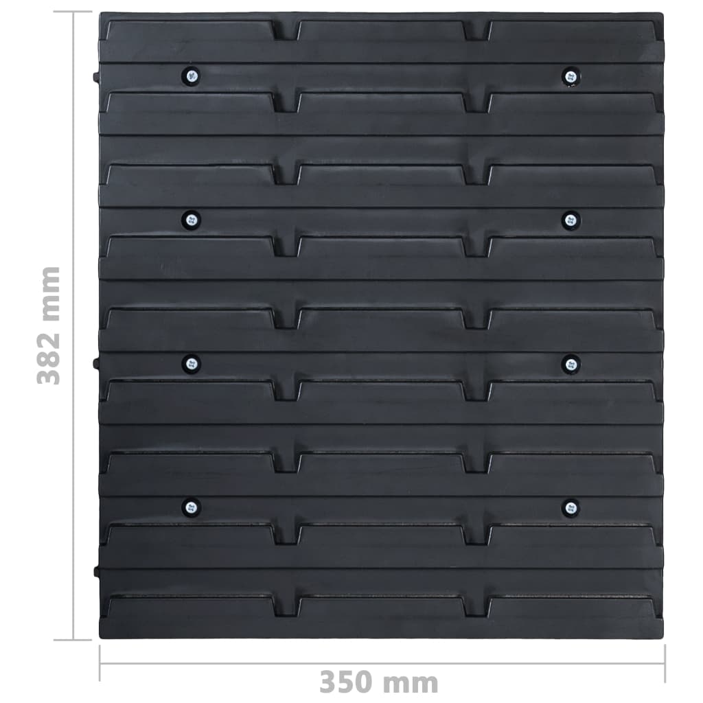 vidaXL 48 darabos kék és fekete tárolódoboz-készlet fali panelekkel