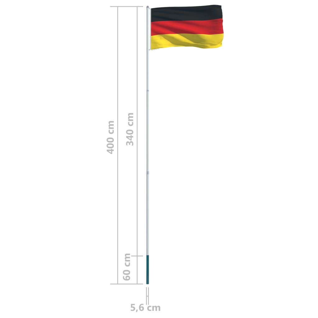 vidaXL német zászló alumíniumrúddal 4 m
