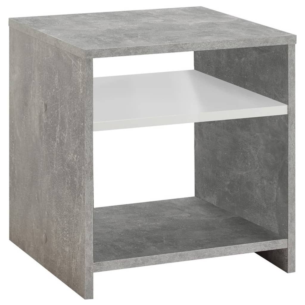 FMD betonszürke-fehér dohányzóasztal polccal