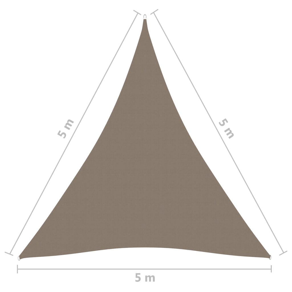 vidaXL tópszínű háromszögű oxford-szövet napvitorla 5 x 5 x 5 m