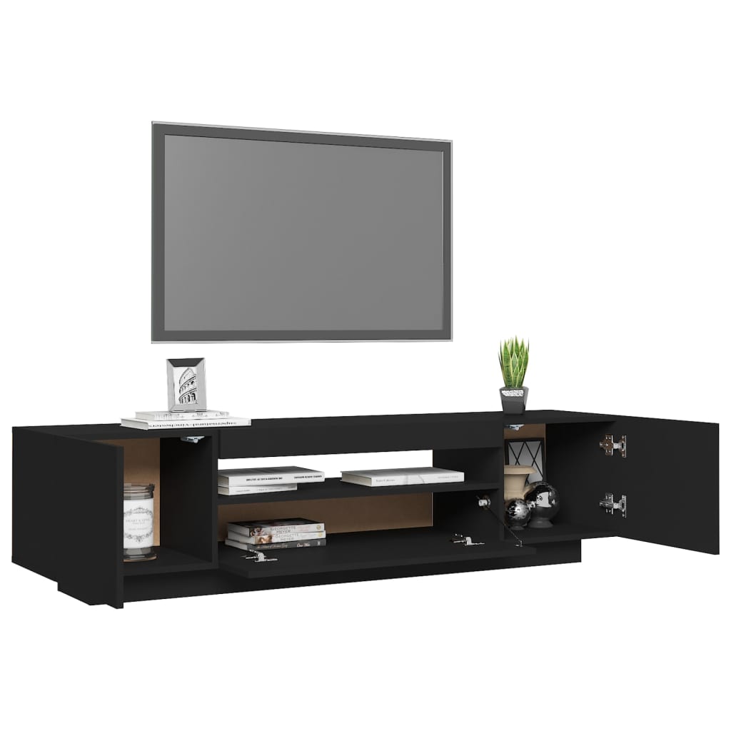 vidaXL fekete TV-szekrény LED-lámpákkal 160 x 35 x 40 cm