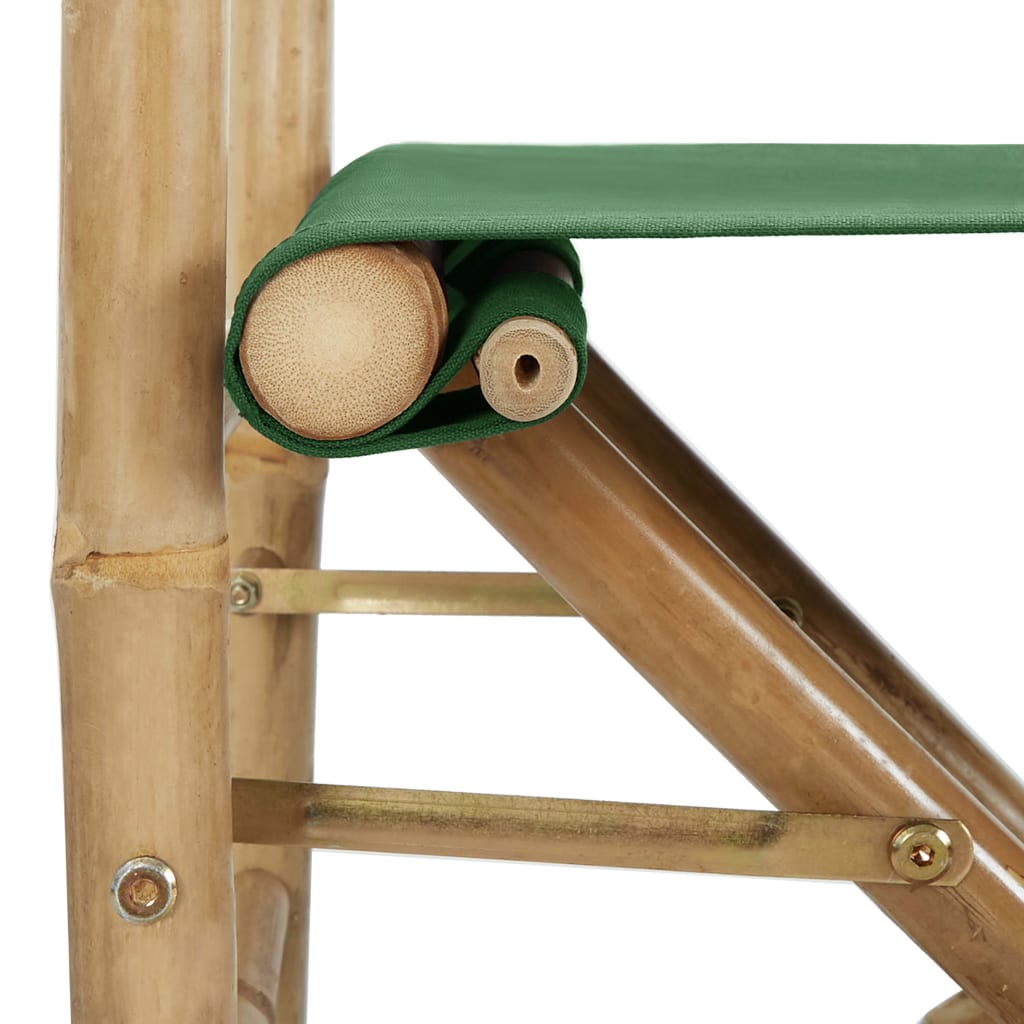 vidaXL 2 db zöld bambusz és szövet összecsukható rendezői szék