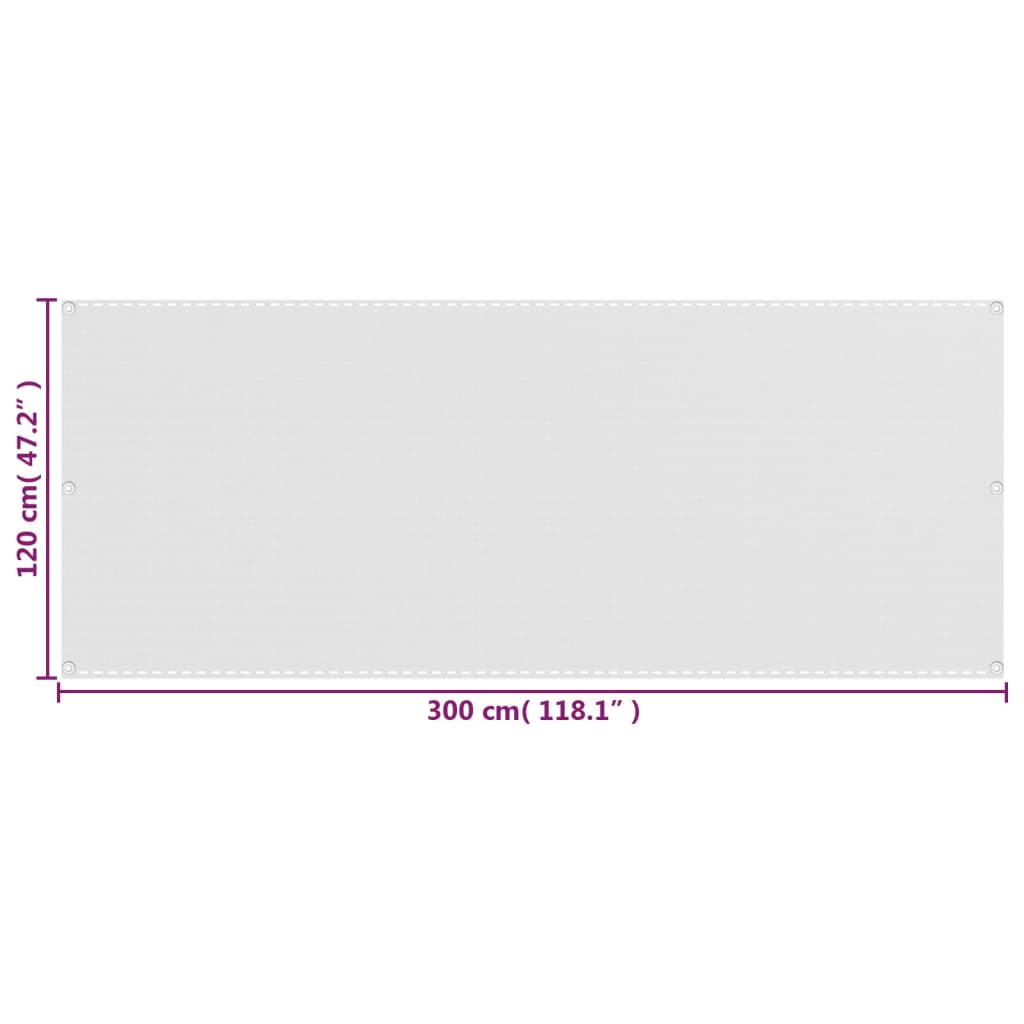 vidaXL fehér színű HDPE erkélytakaró 120 x 300 cm