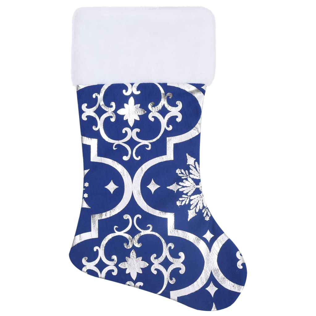 vidaXL fényűző kék szövet karácsonyfatalp-takaró zoknival 90 cm