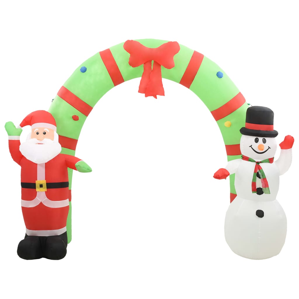 vidaXL felfújható karácsonyi Mikulás és hóember boltív LED-del 223 cm