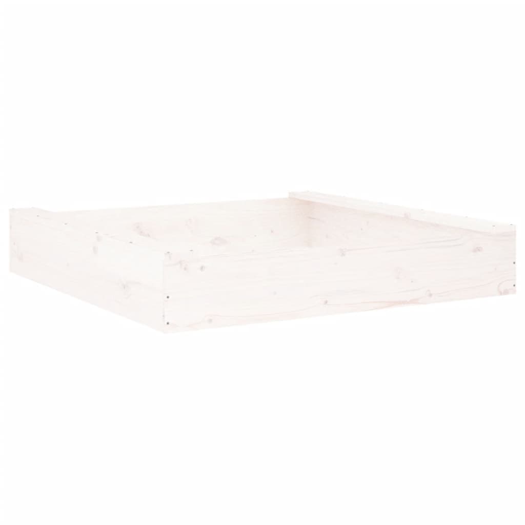 vidaXL fehér négyszög alakú tömör fenyőfa homokozó ülésekkel