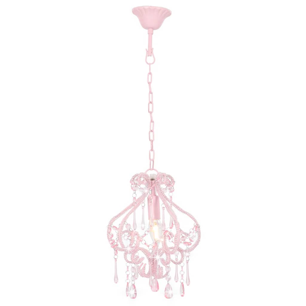 vidaXL rózsaszín kerek mennyezeti lámpa gyöngyökkel E14
