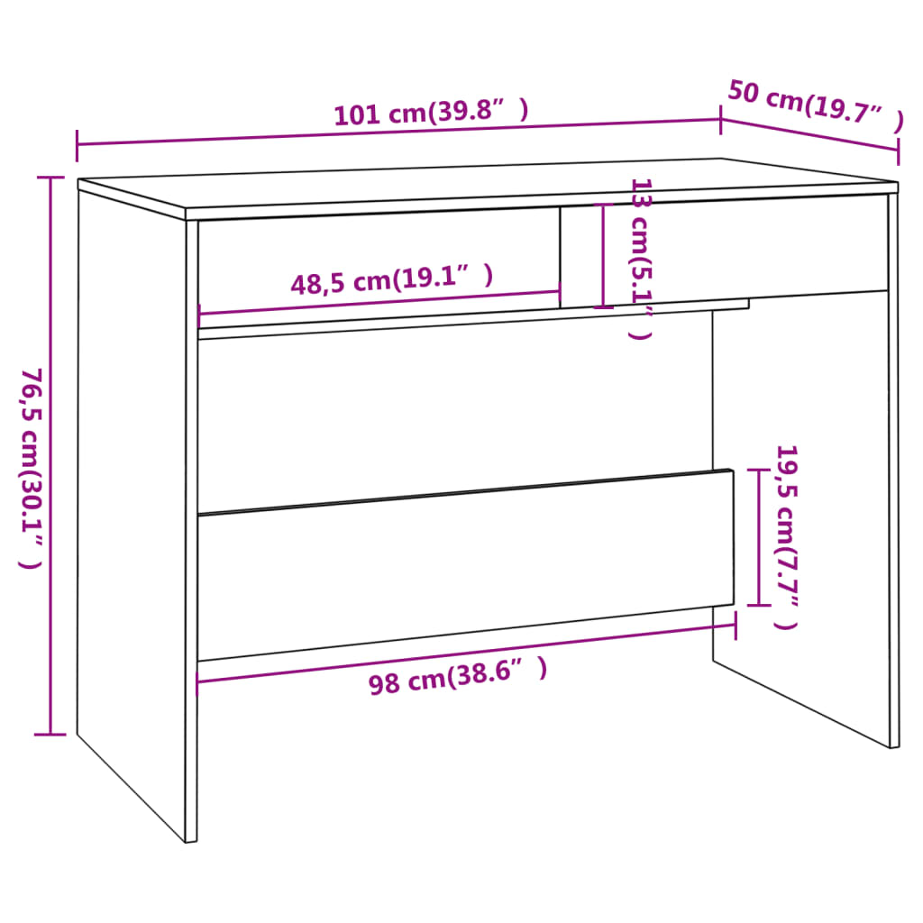 vidaXL sonoma-tölgyszínű forgácslap íróasztal 101 x 50 x 76,5 cm