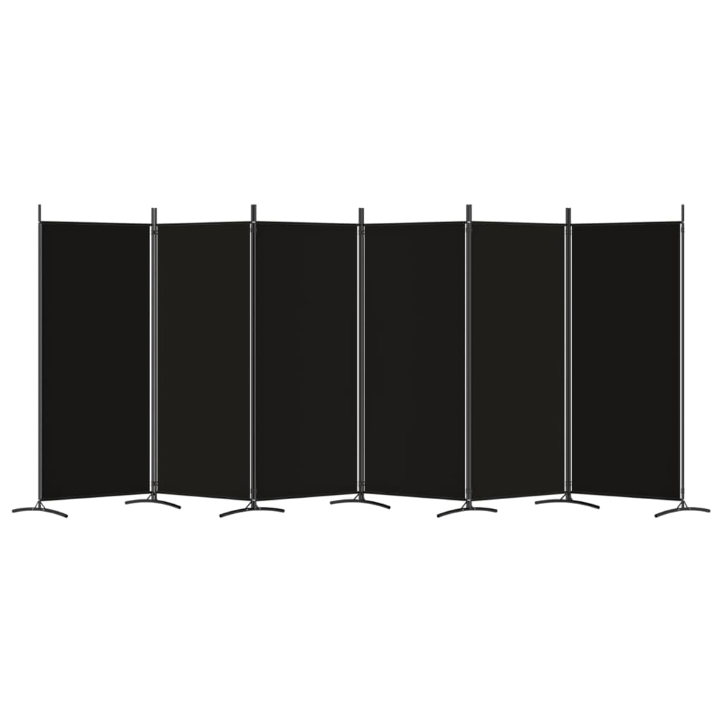 vidaXL 6 paneles fekete szövet térelválasztó 520x180 cm