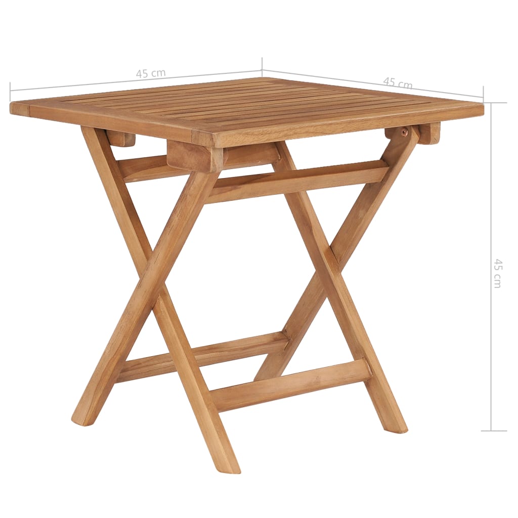 vidaXL tömör tíkfa összecsukható kerti asztal 45 x 45 x 45 cm