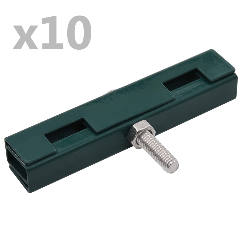 vidaXL 10 szett zöld U-alakú kerítés-összekötő elem