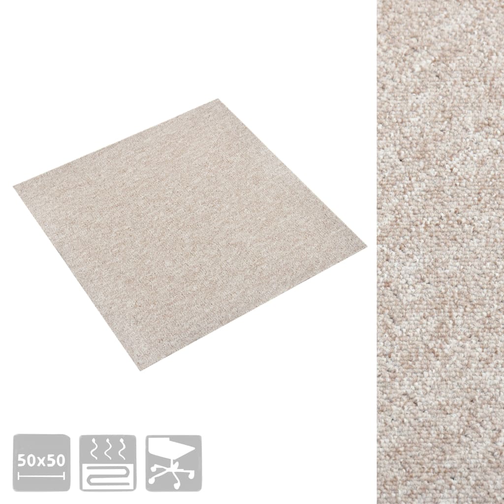 vidaXL 20 db világos bézsszínű szőnyegpadlólap 5 m² 50 x 50 cm