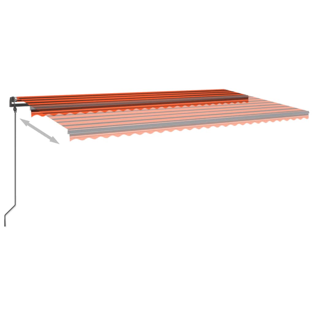 vidaXL narancssárga és barna automata napellenző póznákkal 6 x 3 m