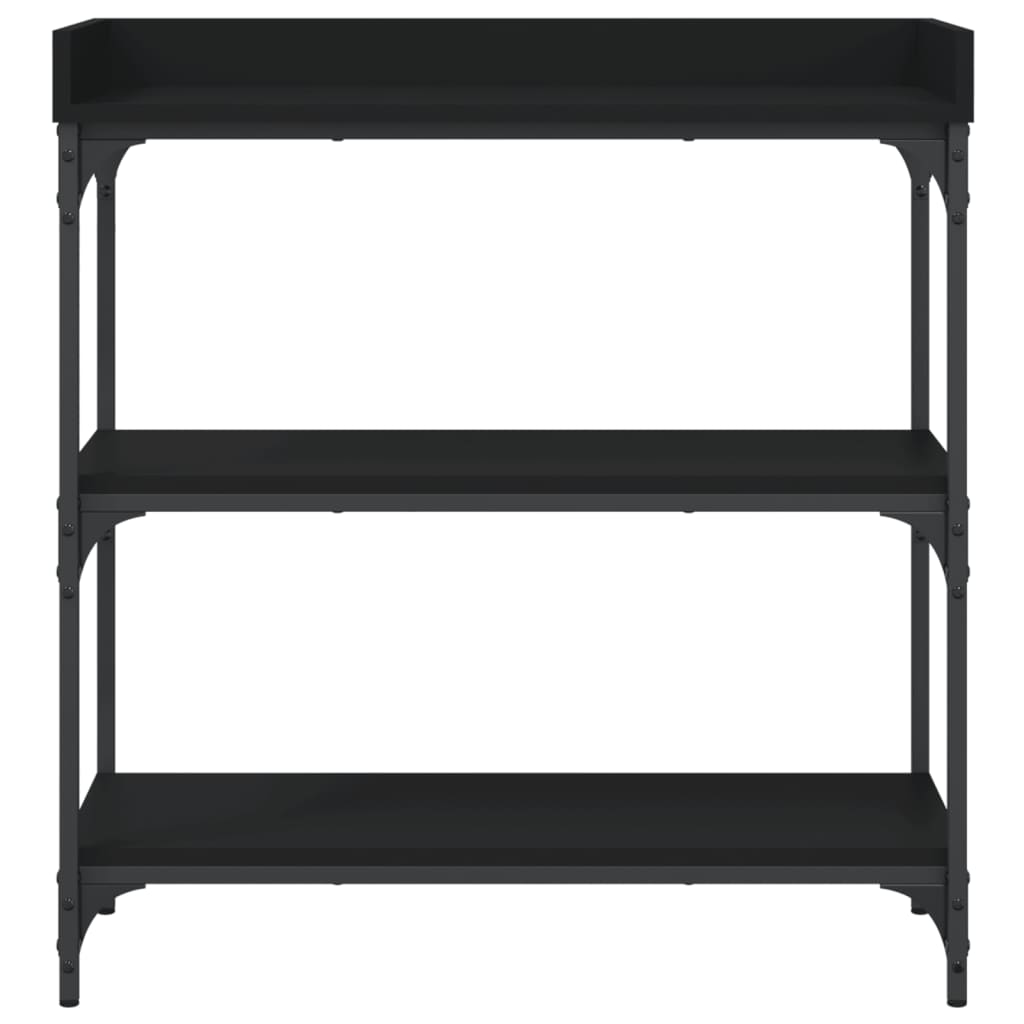 vidaXL fekete tálalóasztal polcokkal 75 x 30 x 80 cm