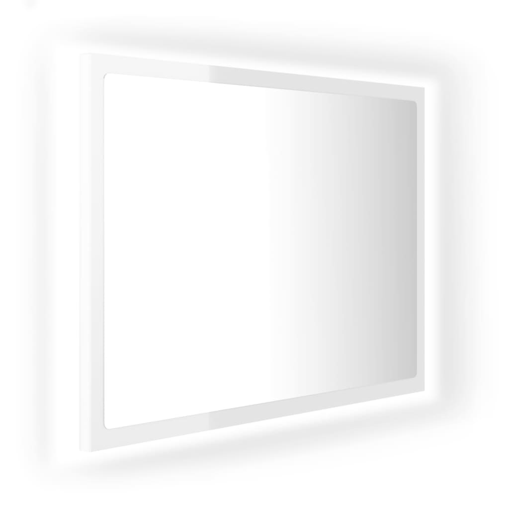 vidaXL magasfényű fehér akril LED-es fürdőszobatükör 60x8,5x37 cm