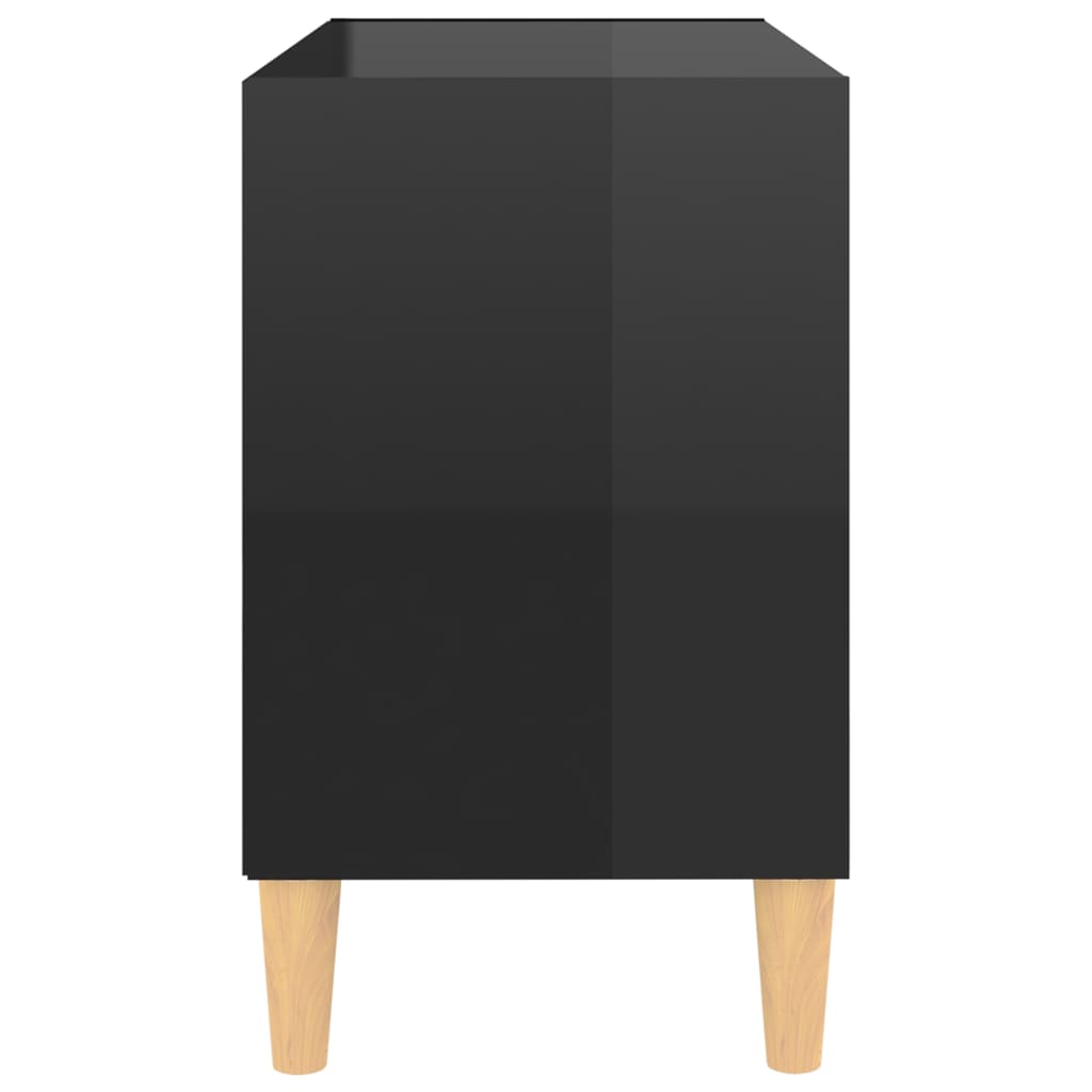 vidaXL magasfényű fekete TV-szekrény tömör falábakkal 69,5x30x50 cm