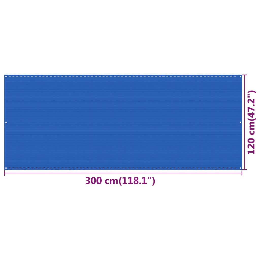 vidaXL kék HDPE erkélytakaró 120 x 300 cm