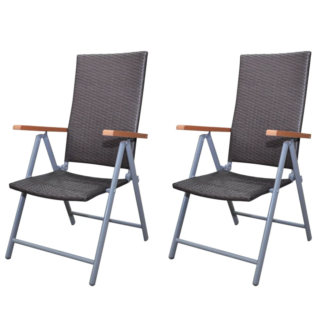 vidaXL 2 db barna dönthető polyrattan és alumínium kerti szék