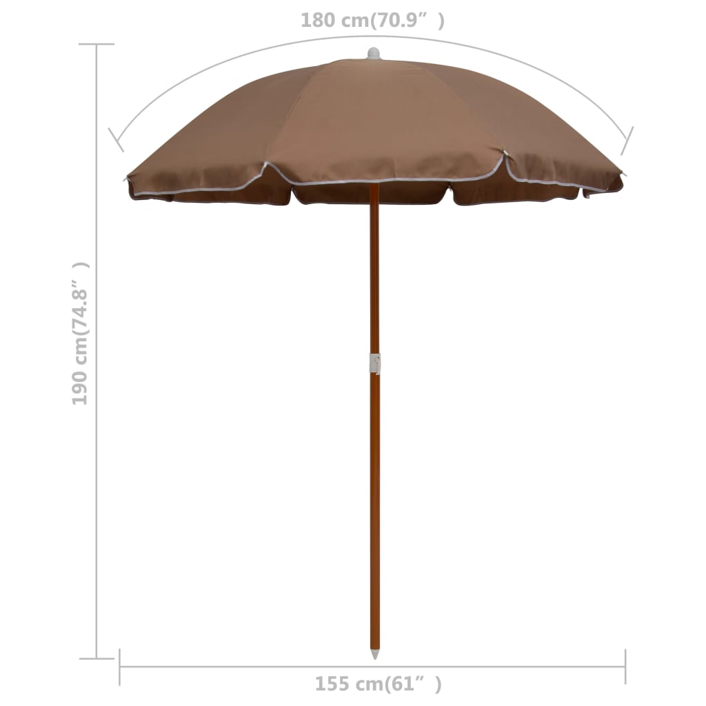 vidaXL tópszínű napernyő acélrúddal 180 cm