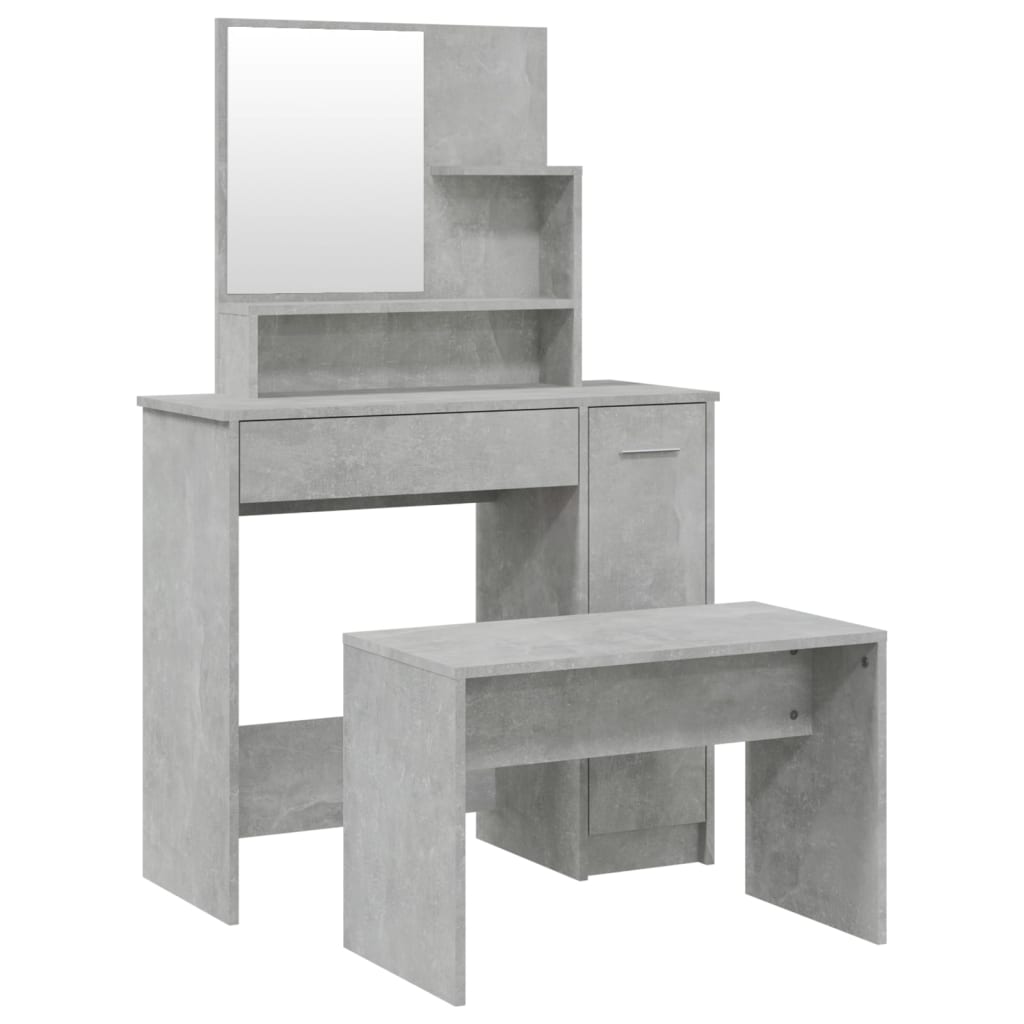 vidaXL betonszürke színű fésülködőasztal-szett 86,5 x 35 x 136 cm