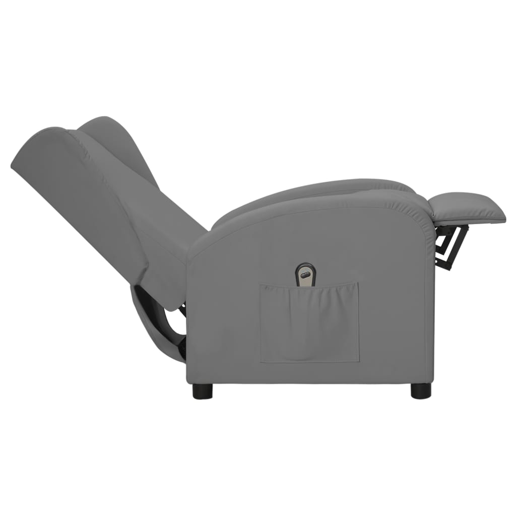 vidaXL szürke műbőr magas háttámlájú elektromos dönthető fotel