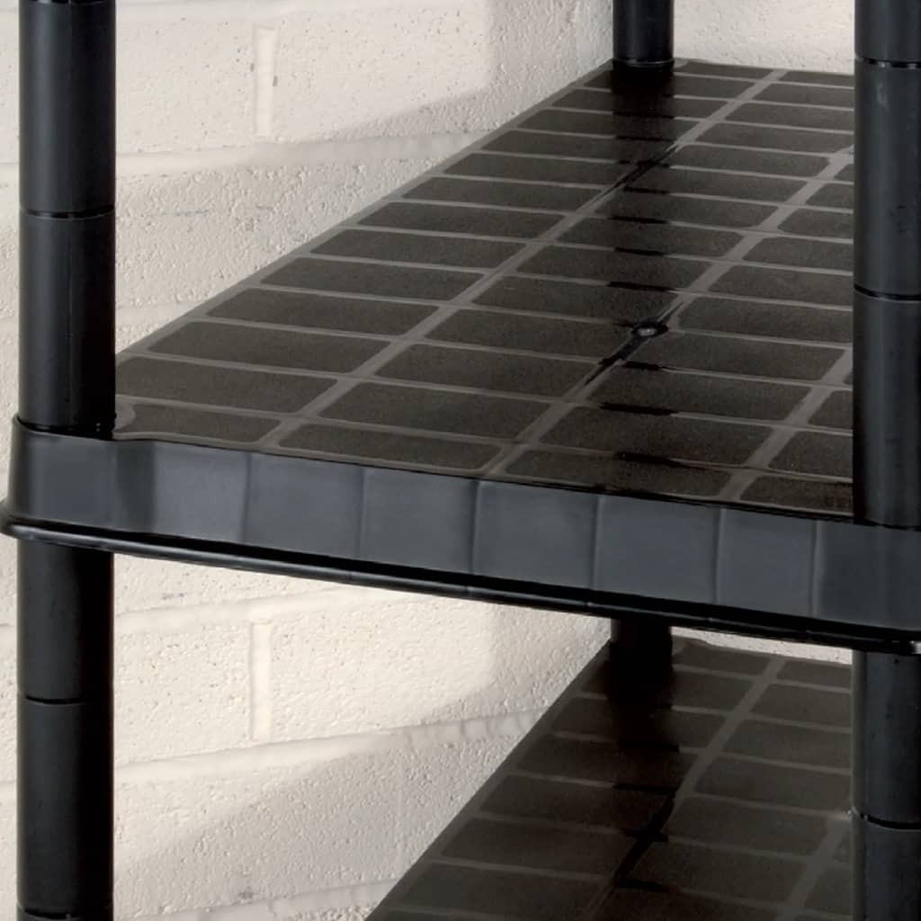 vidaXL fekete műanyag 5 szintes tárolópolc 340 x 40 x 185 cm
