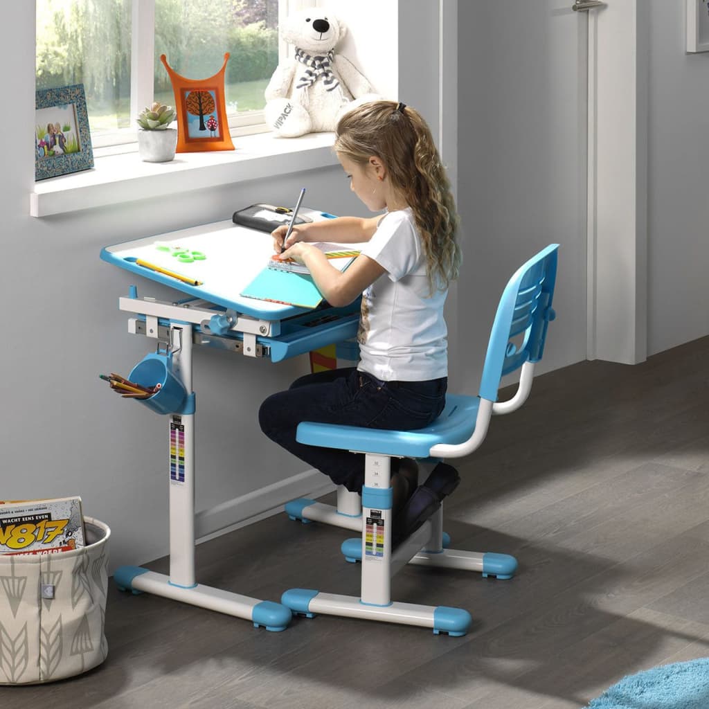 Vipack Comfortline 201 kék-fehér állítható gyerekíróasztal székkel