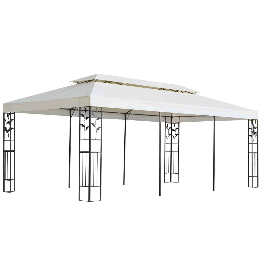vidaXL fehér acél pavilon dupla tetővel 6 x 3 m