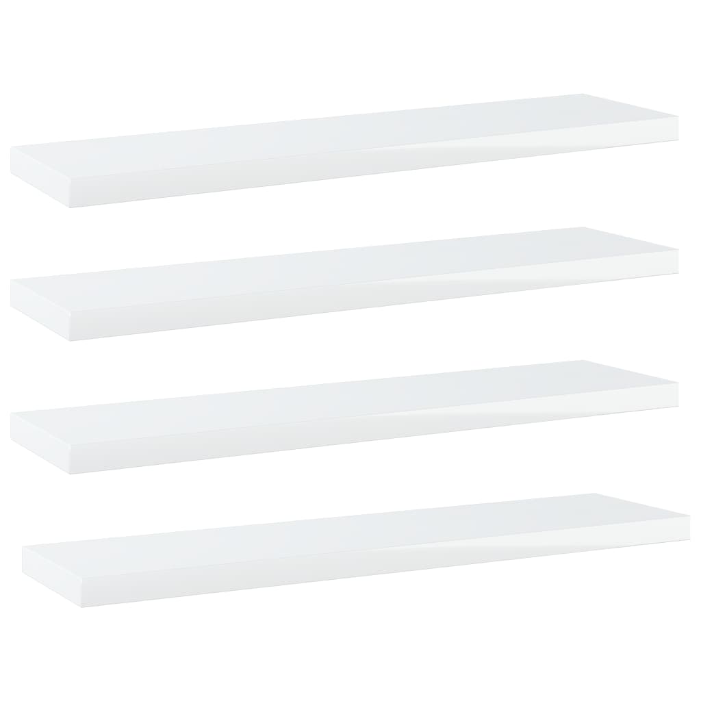 vidaXL 4 db magasfényű fehér forgácslap könyvespolc 40 x 10 x 1,5 cm