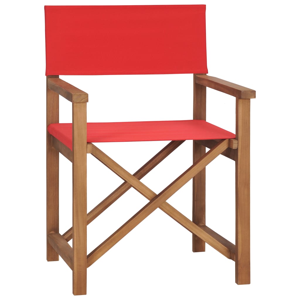 vidaXL piros tömör tíkfa rendezői szék