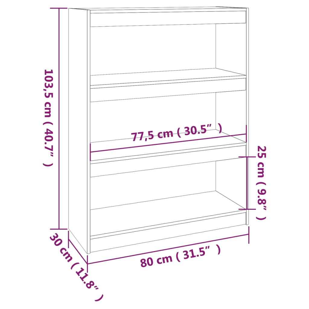 vidaXL tömör fenyőfa könyvszekrény/térelválasztó 80 x 30 x 103,5 cm