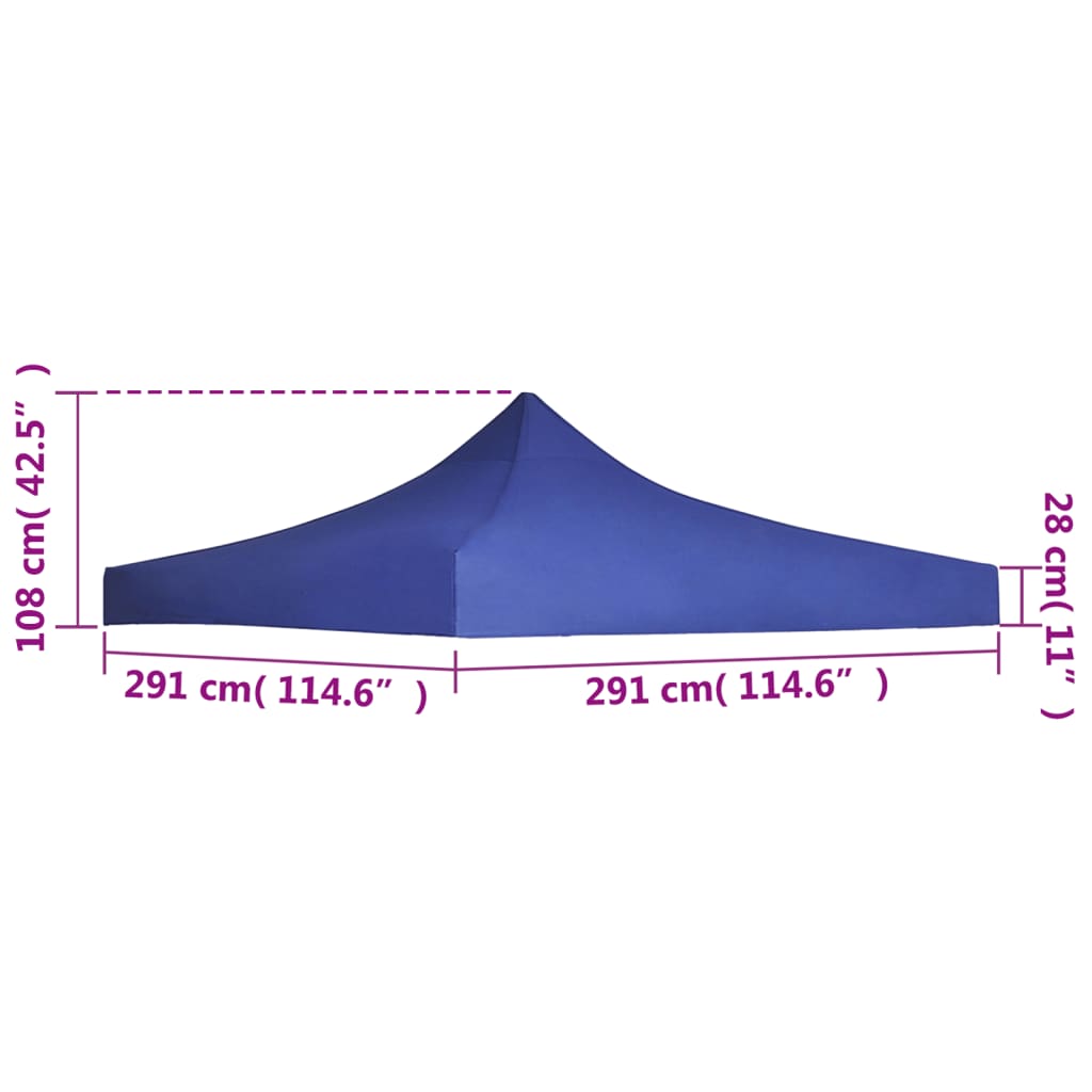 vidaXL kék tető partisátorhoz 3 x 3 m
