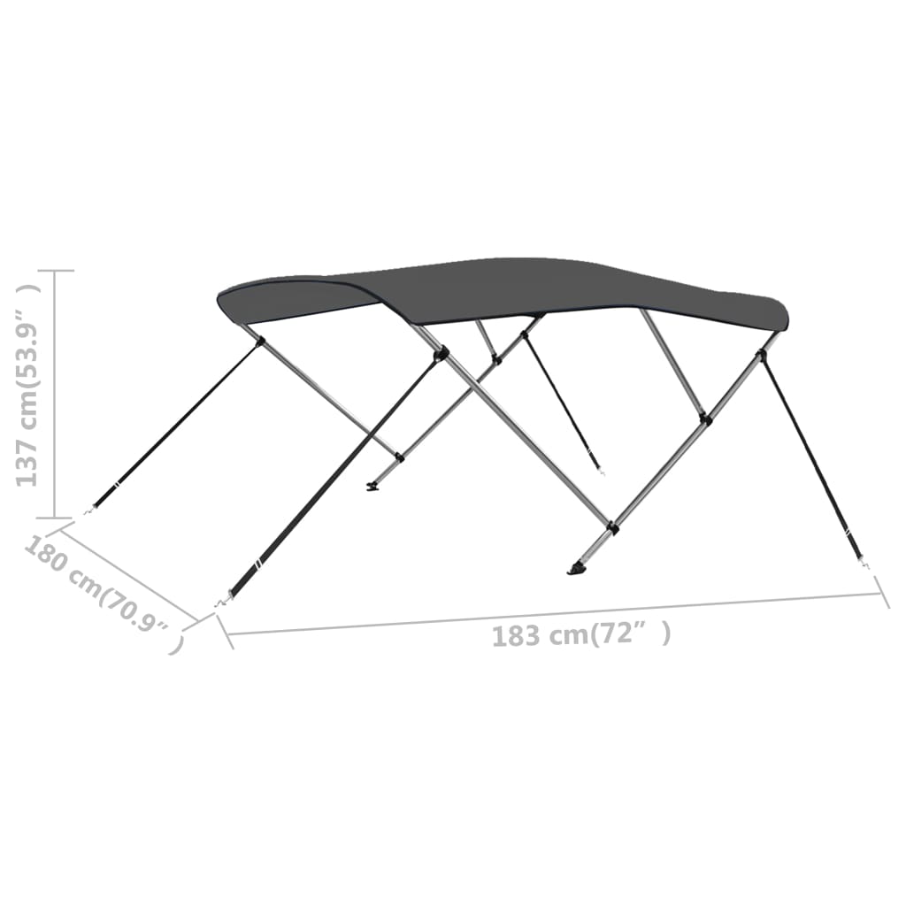 vidaXL antracitszürke háromágú bimini tető 183 x 180 x 137 cm