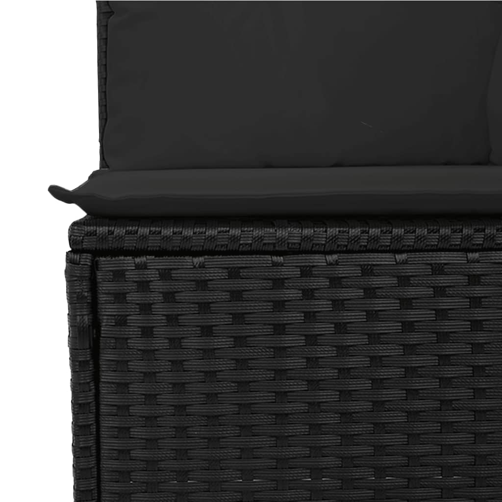 vidaXL 2 személyes fekete polyrattan kerti kanapé párnával