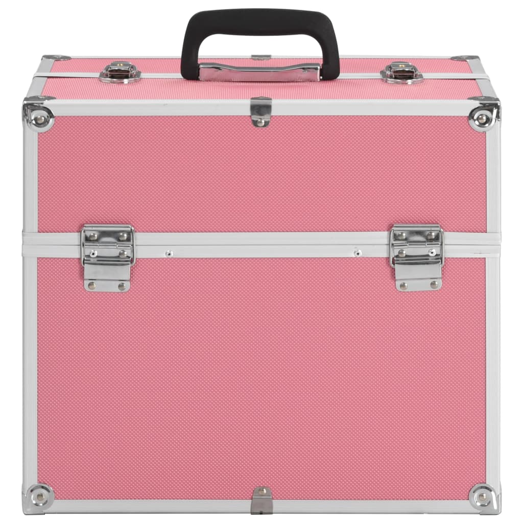 vidaXL rózsaszín alumínium sminktáska 38 x 23 x 34 cm