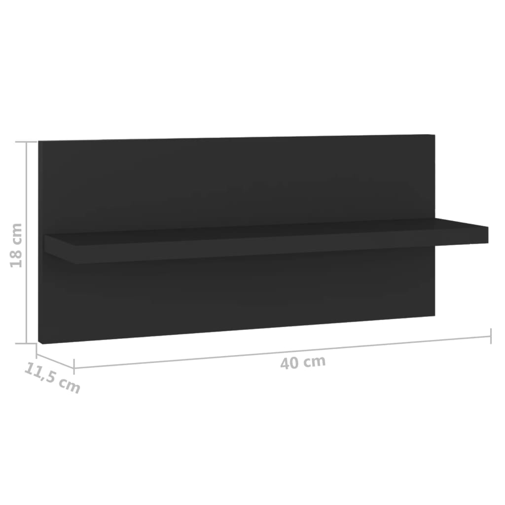 vidaXL 4 db fekete forgácslap fali polc 40 x 11,5 x 18 cm