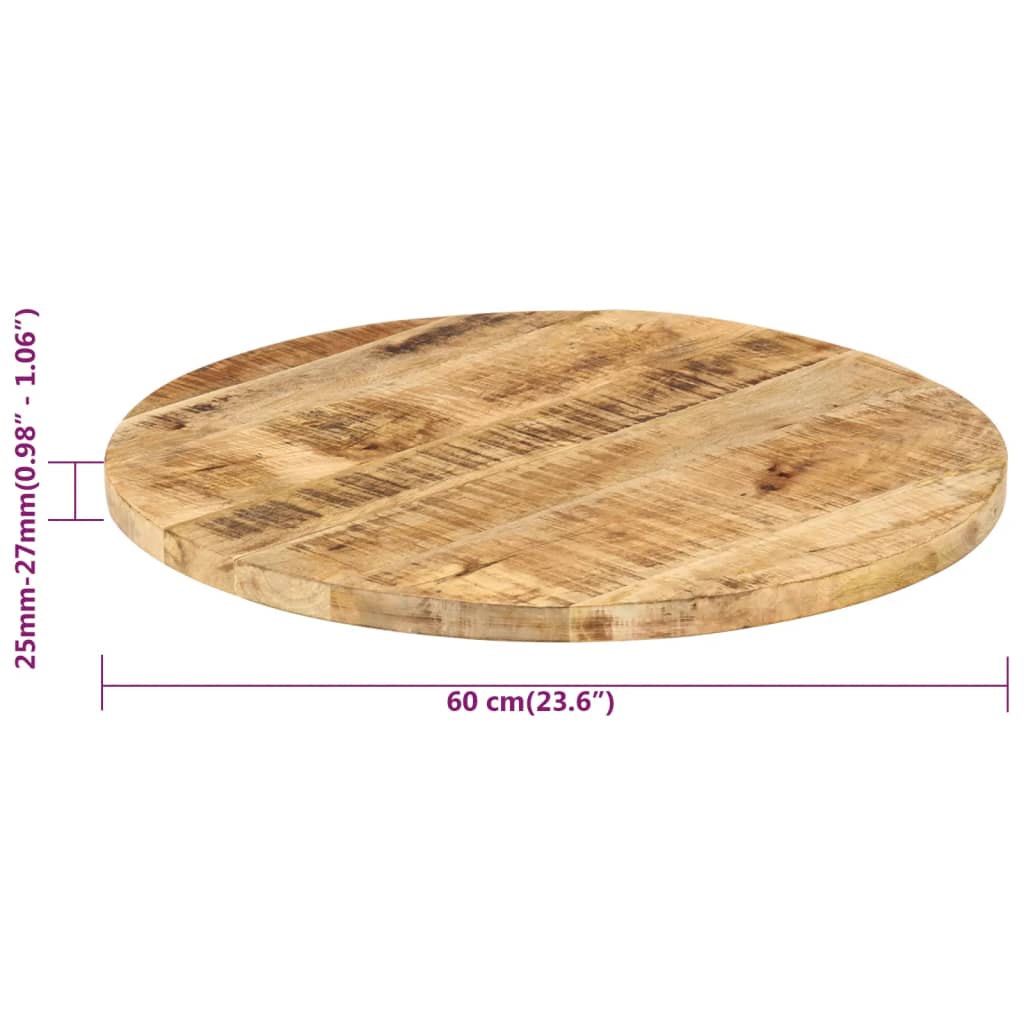 vidaXL tömör mangófa asztallap 25-27 mm 60 cm