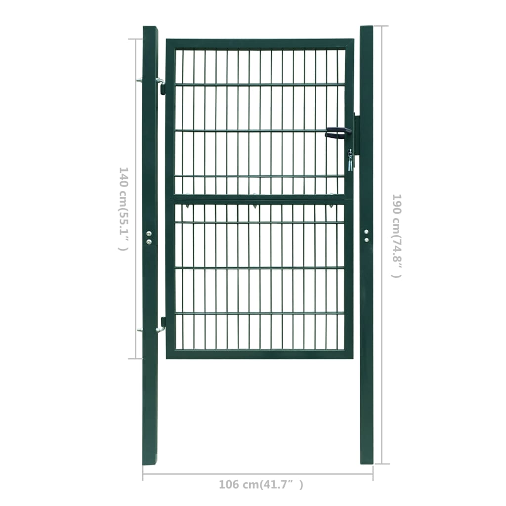 vidaXL zöld 2D kerítéskapu (egyetlen panel) 106 x 190 cm