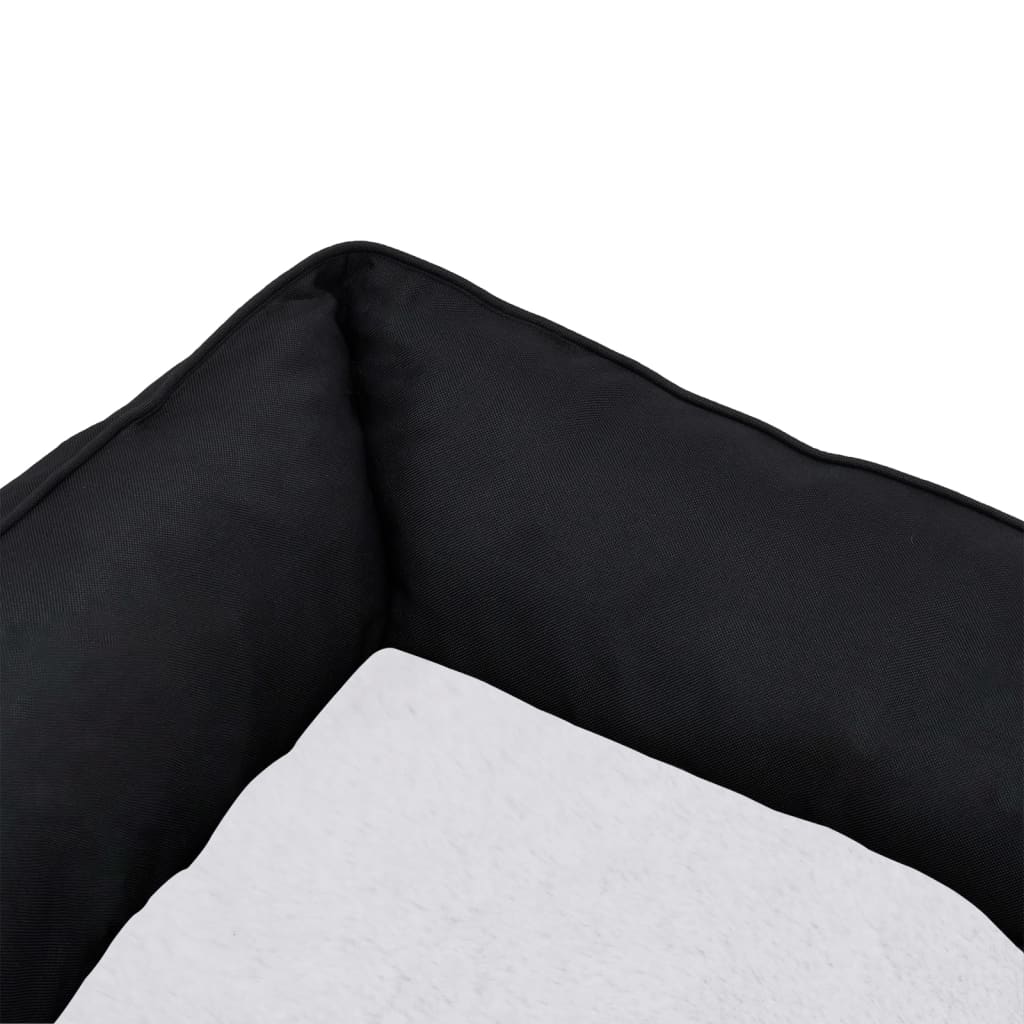 vidaXL fekete-fehér vászon hatású gyapjú kutyaágy 85,5 x 70 x 23 cm