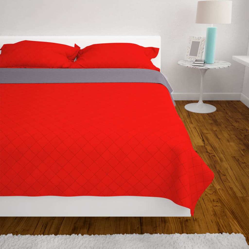 vidaXL 230x260 cm kétoldalas steppelt ágytakaró vörös és szürke