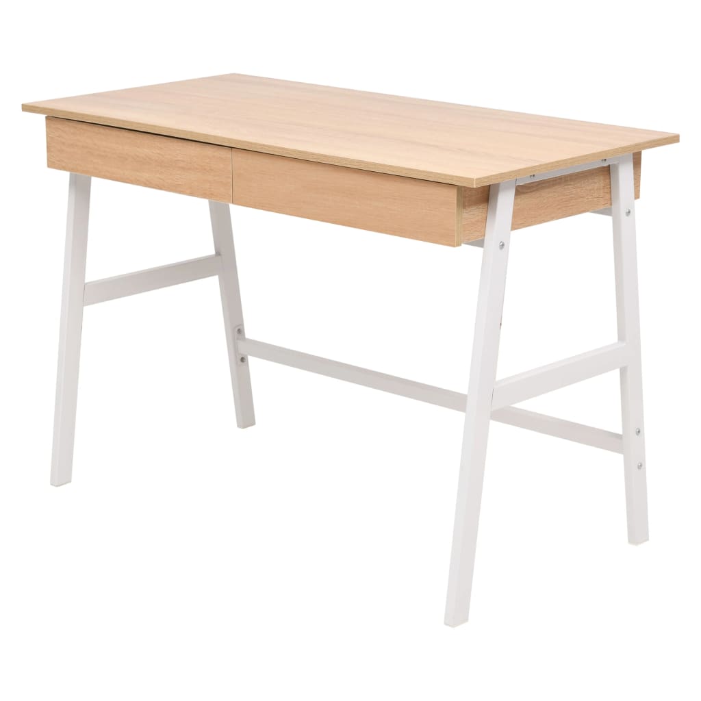 vidaXL tölgyfa/fehér színű íróasztal 110 x 55 x 75 cm