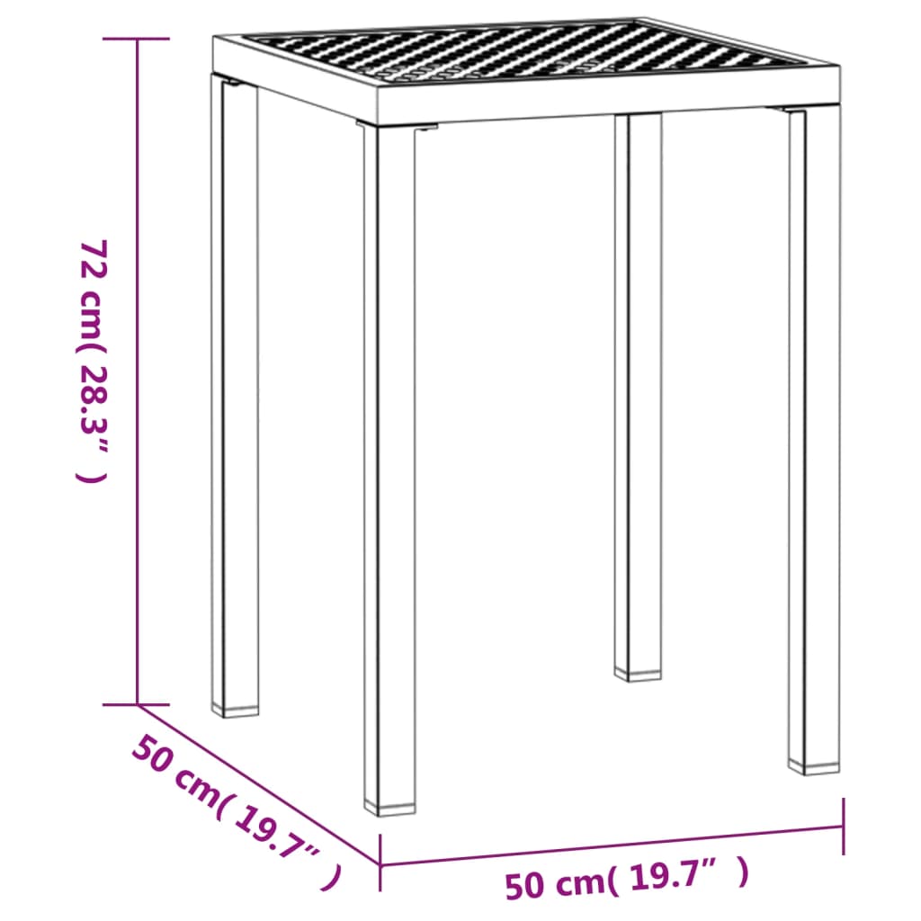 vidaXL antracitszürke acél kerti asztal 50 x 50 x 72 cm