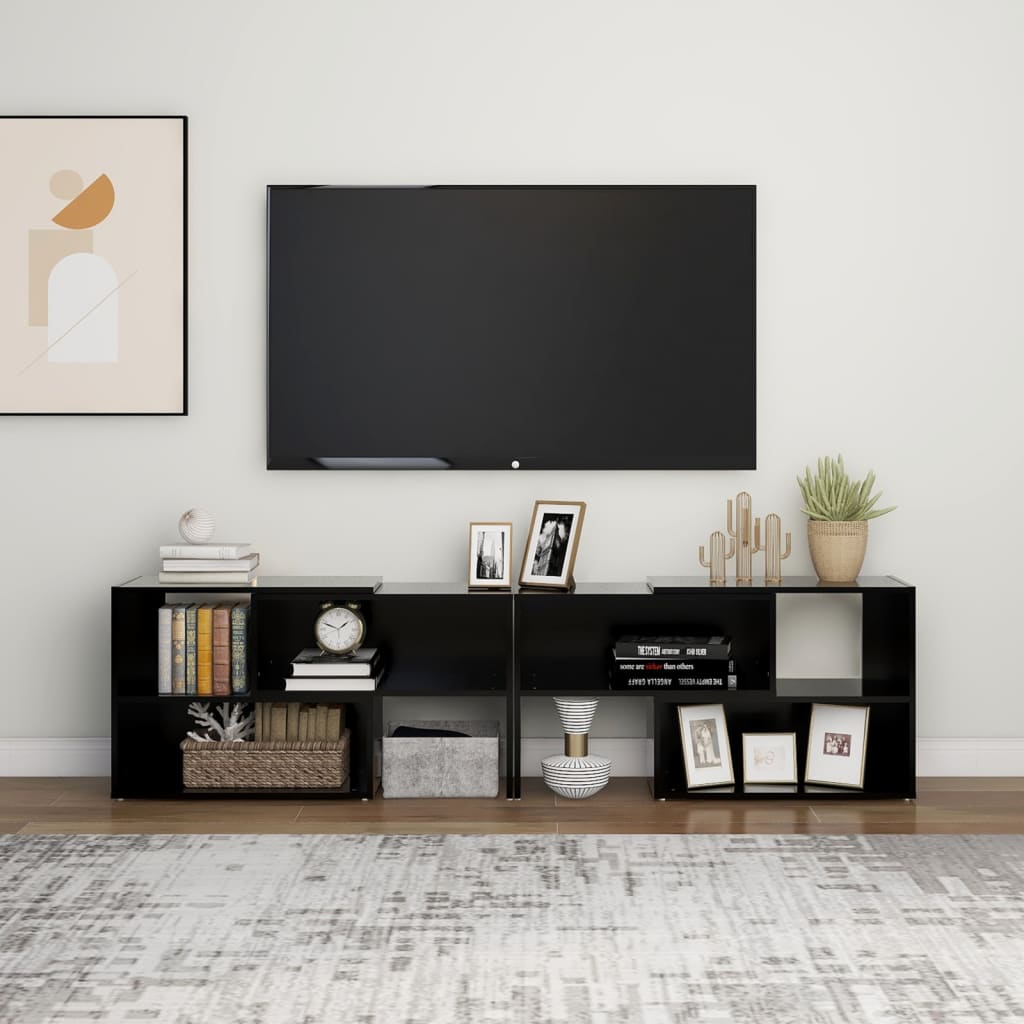 vidaXL fekete forgácslap TV-szekrény 149 x 30 x 52 cm