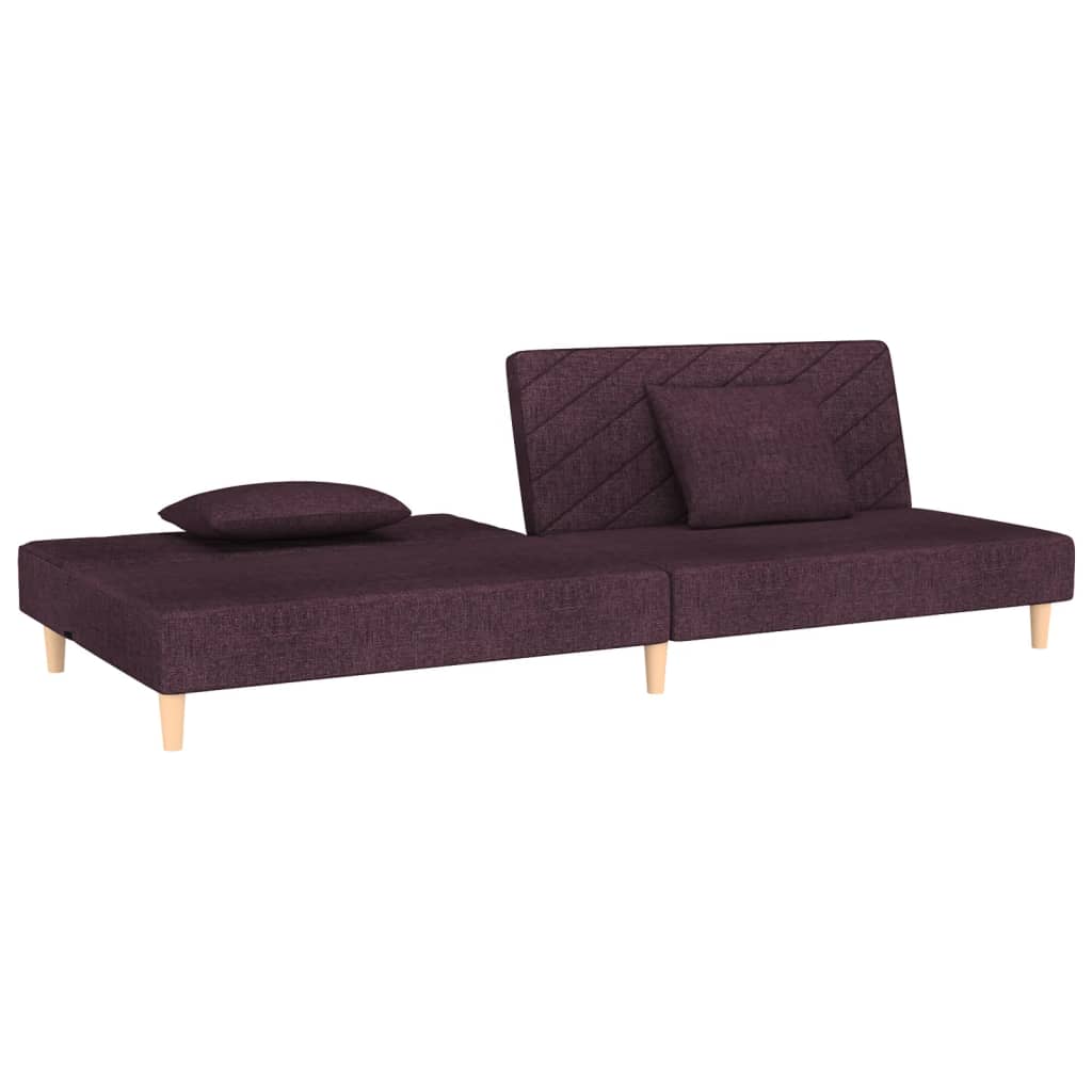 vidaXL kétszemélyes lila szövet kanapéágy két párnával