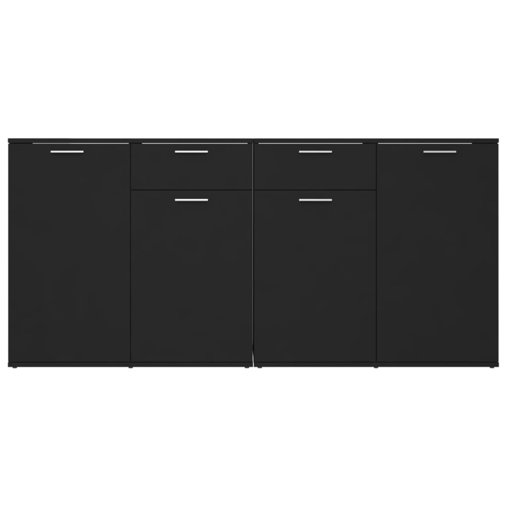 vidaXL fekete forgácslap tálalószekrény 160 x 36 x 75 cm