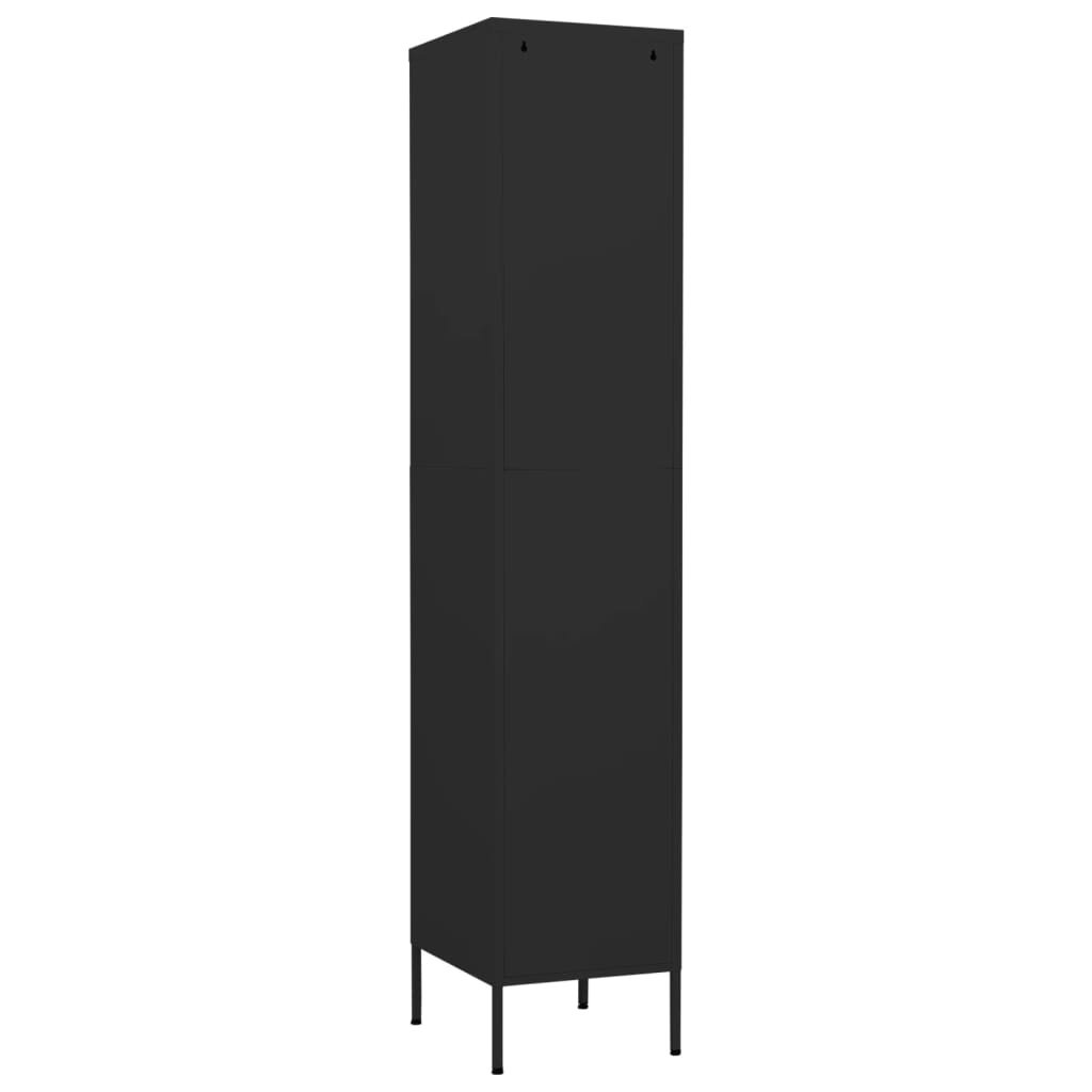 vidaXL fekete acél zárható szekrény 35 x 46 x 180 cm
