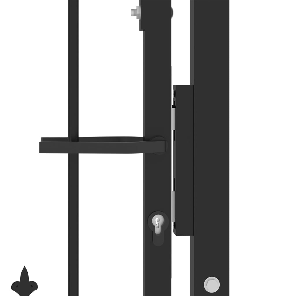 vidaXL fekete acél kerítéskapu cövekekkel 100 x 100 cm