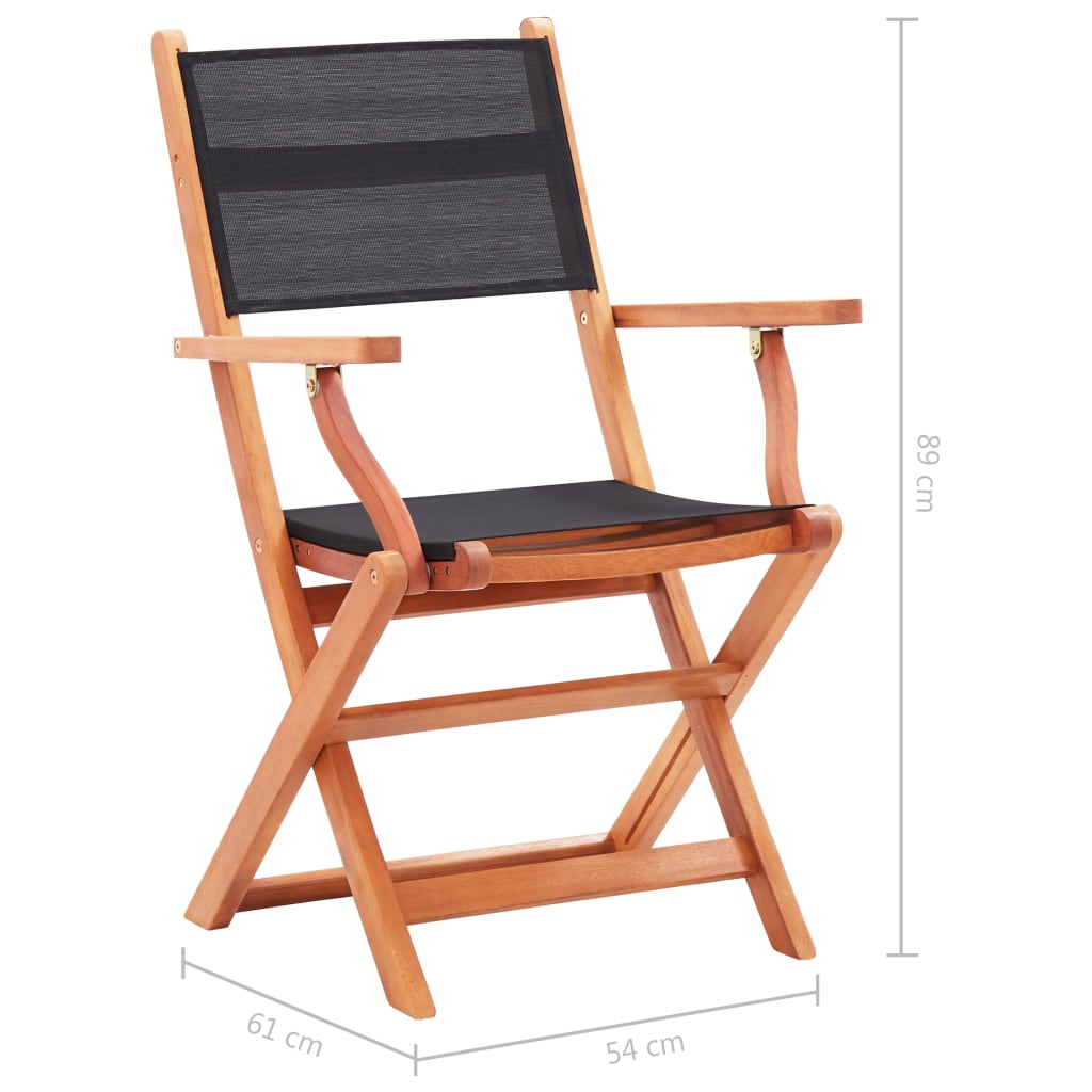 vidaXL 2 db fekete eukaliptuszfa és textilén összecsukható kerti szék