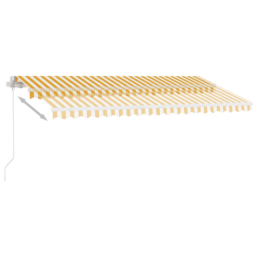 vidaXL sárga-fehér kézzel kihúzható póznás napellenző 450 x 300 cm