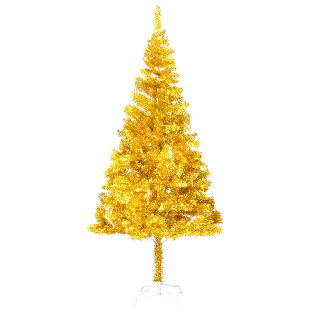 vidaXL aranyszínű PET műkarácsonyfa LED-ekkel és gömbökkel 210 cm